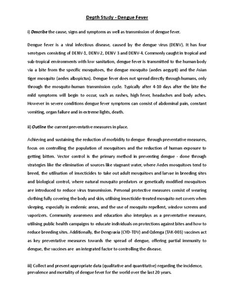 Bio Depth Study: Understanding Dengue Fever Causes, Prevention ...