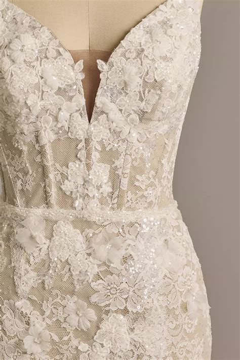 Corset Bodice Beaded Lace Sheath Wedding Dress | David's Bridal