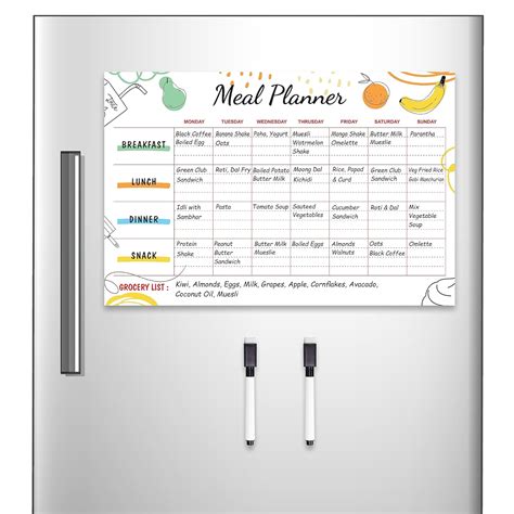 Clickedin Smart Magnetic Weekly Meal Planner for Whole Week, Covers All ...