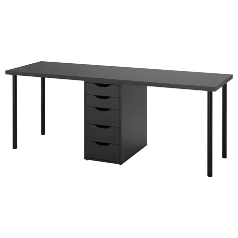 LAGKAPTEN / ALEX desk, black-brown/black, 200x60 cm (783/4x235/8") - IKEA
