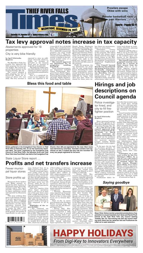 December 28, 2022 | Thief River Falls Times & Northern Watch – Official ...