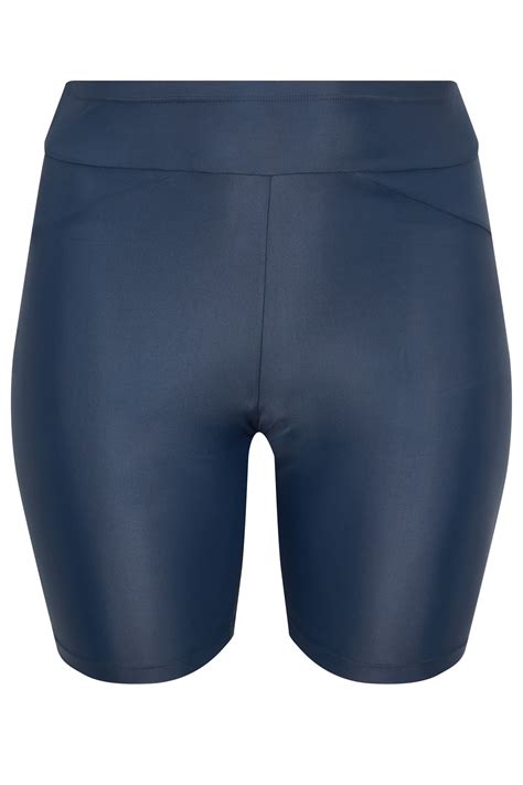 YOURS Curve Plus Size Blue High Waist Swim Shorts | Yours Clothing