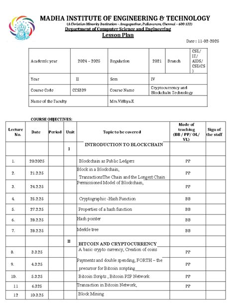 CCBT Lesson plan - (A Christian Minority Institution – Anagaputhur ...