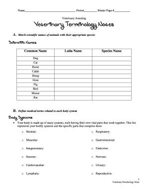 UT Westlake FFA Veterinary Terminology Notes 2012-2026 - Fill and Sign ...