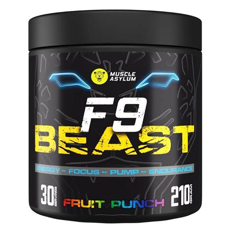 Muscle Asylum F9 Beast Energy Supplement - 30 Servings, 210gm (Fruit ...