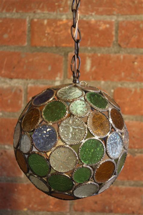 1960s French Leaded Stained-Glass Pendant Light at 1stDibs
