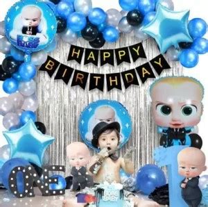 PodCart Boss Baby theme birthday decoration combo with Blue-Silver ...