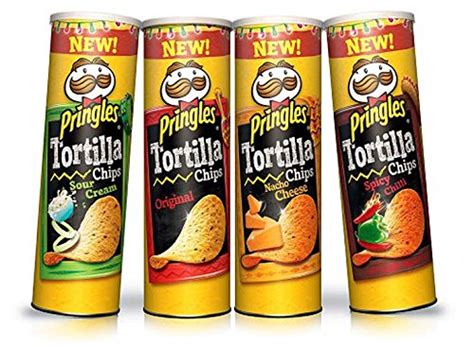 Pringles Tortilla Chips Crisps 4 Variety Pack Large 160g Tubes ...