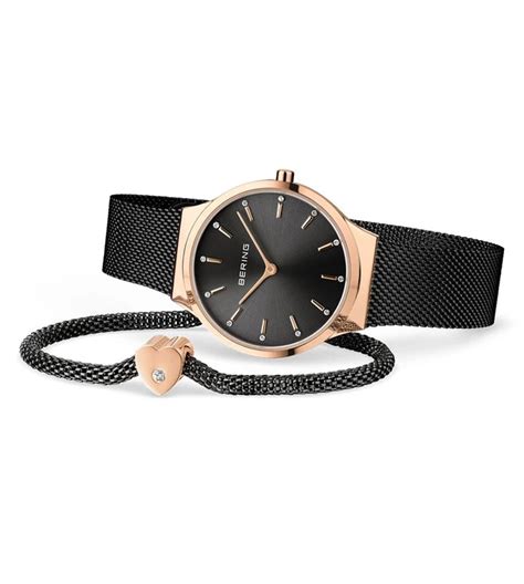 12131-169-GWP Bering | Round Black Classic Watch With Bracelet (Women ...