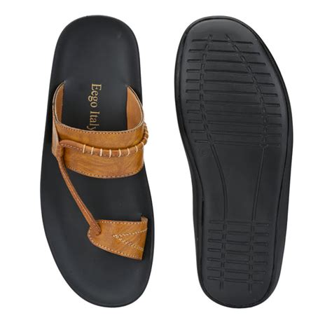 Eego Italy Men's Kolhapuri Thong Slippers KM-2-TAN