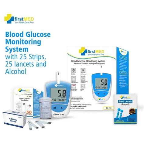 Firstmed BG-208 Glucometer With 50 Strip+50 Lancets And 10 Alcohol Swab ...