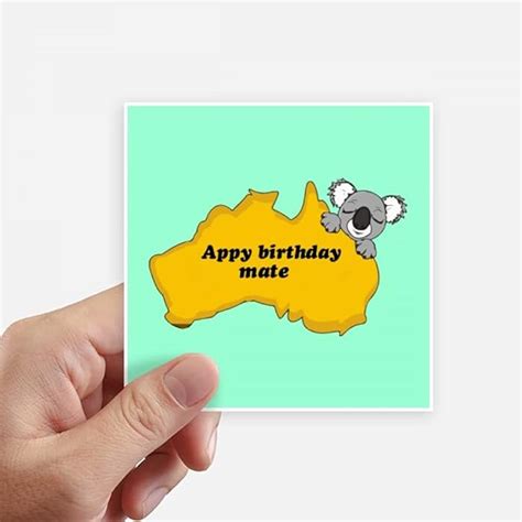 Buy Australian Dialect Text Happy Birthday Sticker Square Waterproof ...