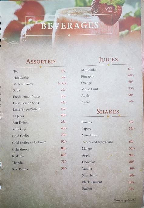 Menu at Kwality Restaurant, Bhopal