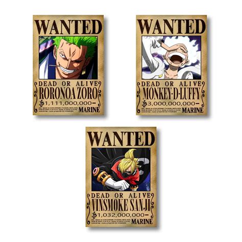 One Piece Straw Hat Pirates Wanted Posters – Pack of 6 Premium Posters ...