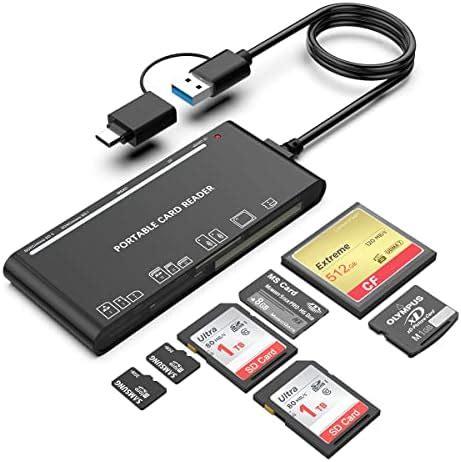 USB C USB3.0 Multi Card Reader, SD/TF/CF/Micro SD/XD/MS 7 in 1 Memory ...