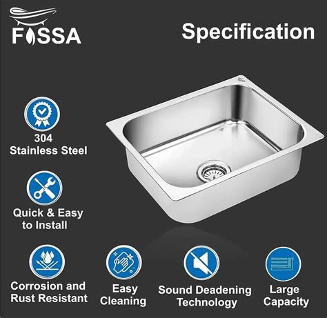 Fossa 18x16x09 Inch Stainless Steel Kitchen Sink – Glossy Finish ...