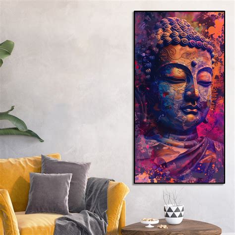 Close up of Lord Buddha Statue Canvas Wall Painting – Homcraft