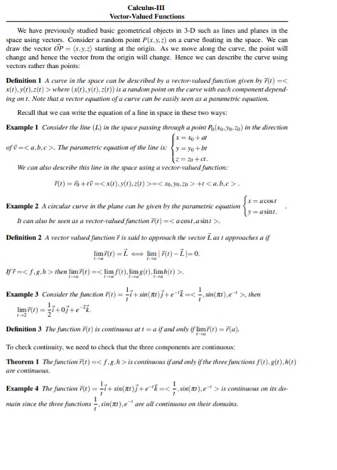 Image result for Calc 3 Vector-Valued Functions