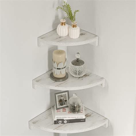 Buy OROPY 3 Tier Radial Corner Shelves for Wall , Solid Wood Floating ...