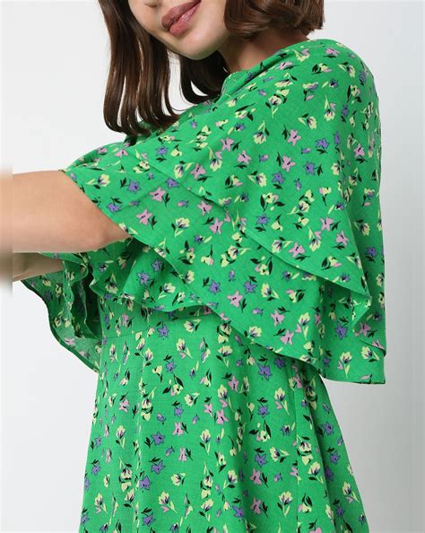 Green Flared Sleeves Top