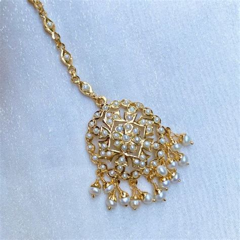 Pearl Maang Tikka | Gold Plated Sterling Silver | Exquisitely Crafted