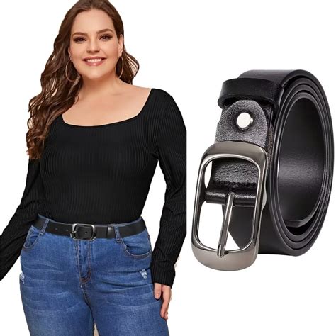 JASGOOD Women Leather Belts for Women Plus Size Black Ladies Belt for ...