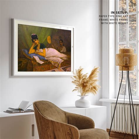 Buy A Reclining Nayar lady on a velvet couch by Raja Ravi Varma ...