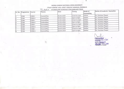IGNOU-RC-Delhi-3 - Student Corner - Counselling Schedule - 2024, 2025