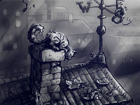 Download wallpaper 1400x1050 cat, roof, hunter, mouse, art standard 4:3 ...