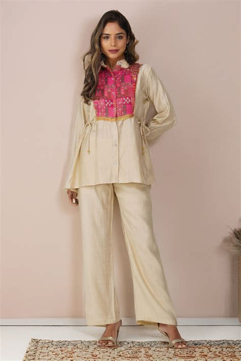 Almond Glow Banarasi Shirt Coord Set – Bindigasm Women Clothing Store