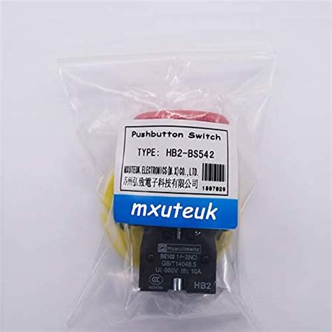 mxuteuk 1 NC 22mm Red Mushroom Self-Locking Emergency eStop Push Button ...