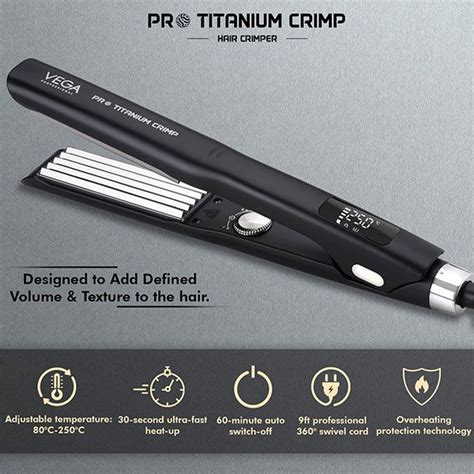 VEGA PROFESSIONAL Pro Titanium Crimp Titanium Hair Crimper - VPPMS-02 ...