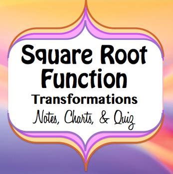 Square Root Function Graph Transformations - Notes, Charts, and Quiz