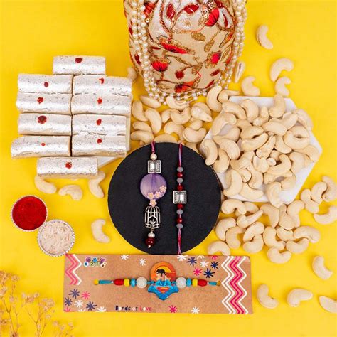 Send Opulent Set of Family Rakhi with Sweets Combo Online - RKH23 ...