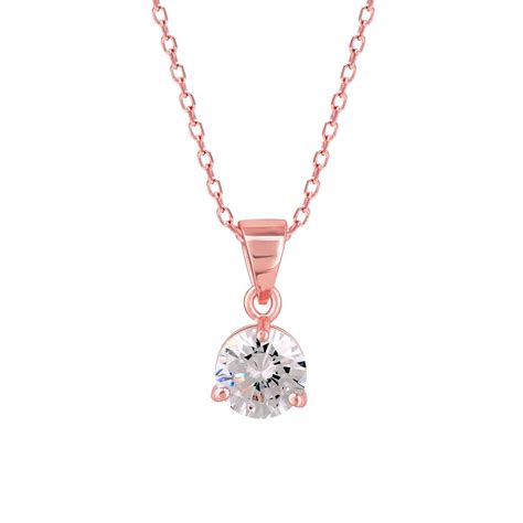 GIVA 925 Silver Rose Gold Classic Zircon Pendant with Link Chain ...