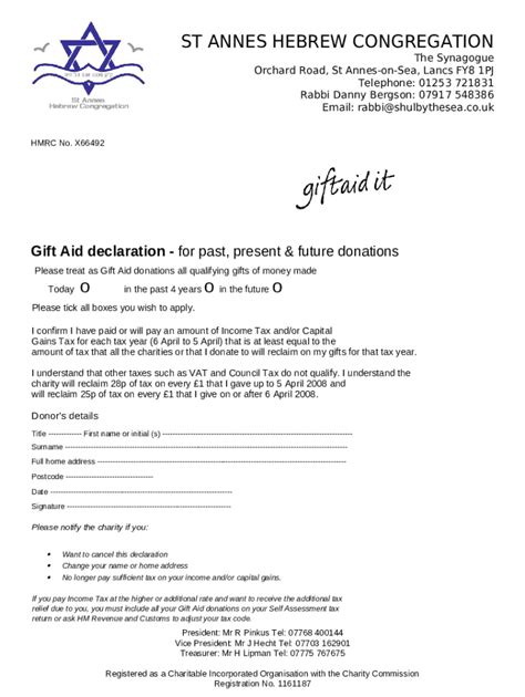 Image result for Downloadable Gift Aid Form