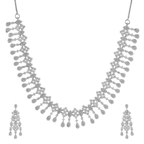 Sparkling Opulance Elegant Teardrop American Diamond Necklace Set – VOYLLA