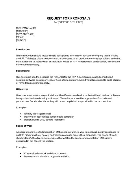 Free Request For Proposal (RFP) Template - Word – eForms