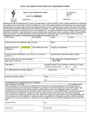 Fillable Online ONLY ONE MEDICATION PER PAGE/ PERMISSION FORM Fax Email ...