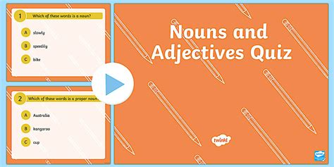 Nouns and Adjectives Quiz PowerPoint (teacher made) - Twinkl