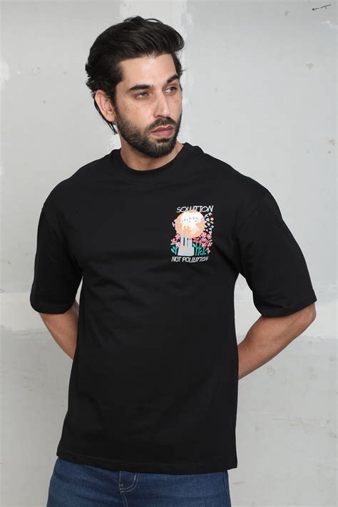 Black Solution Print Oversize T-shirt – Throwback