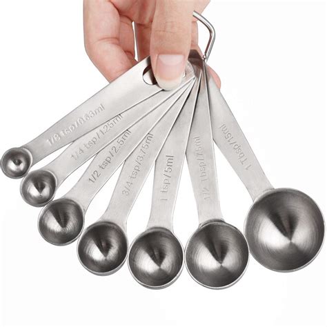 Measuring Spoons Stainless Steel Set of 7 for Measurement Tablespoon ...