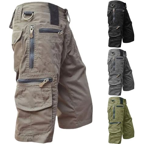 Pantaloncini Cargo Da Uomo Da Combattimento In Twill Di Cotone, Vestibilità Comoda, Con Coulisse Elastica In Vita, Pantaloncini Chino Con Tasche Multiple, Abbigliamento Da Lavoro Estivo Casual, Cachi - Foto 9