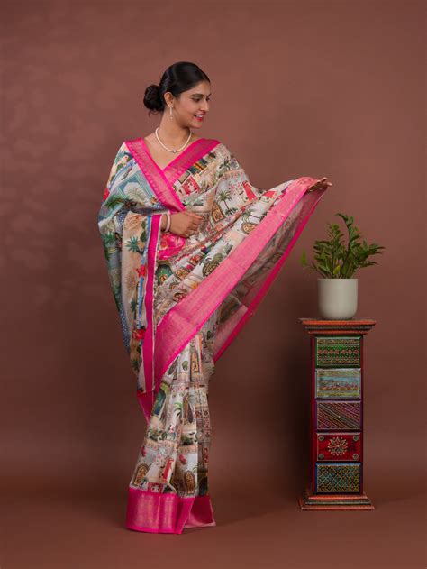 KcPc New Beautiful Cotton Silk Kalamkari Style Zari Weaving Saree STL ...