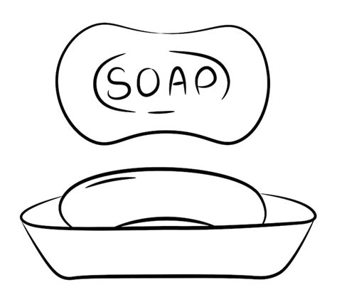 Icon of soap in a soap dish. the subject of hygiene. black outline ...