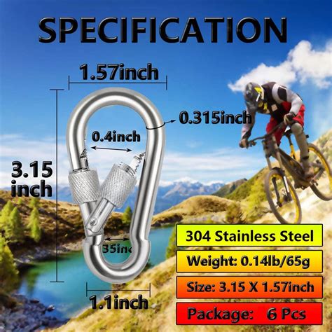 Acquwistach Locking Carabiner Clips, Stainless Steel Spring Snap India ...