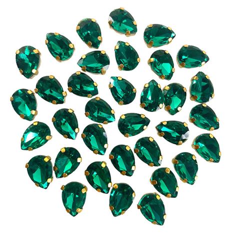 Buy Tear Drop Rhinestones In Setting Emerald Green – embroiderymaterial.com