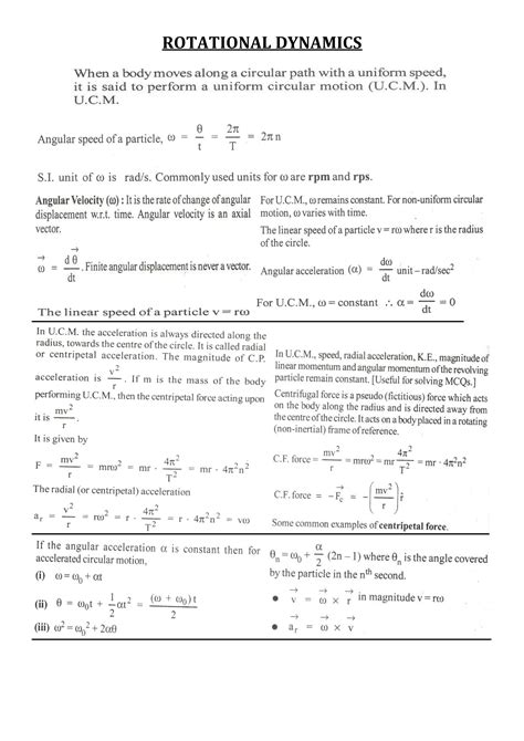 Image result for Rotational Dynamics Formulas Grade 10