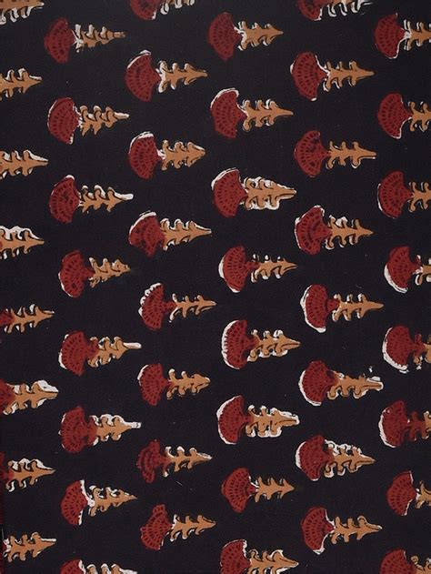 Black Traditional Jaabi Kalamkari Cotton Cambric Fabric