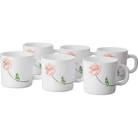 Larah by BOROSIL Red Mist Opalware Mug, Set of 6 Tea/Coffee Mugs, 180 ...